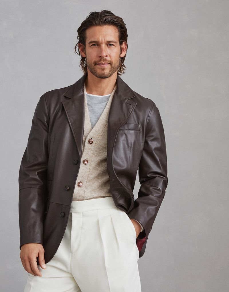 Brunello Cucinelli o1w1db10226 Leather Jacket in Dark Brown Size US XXL / EU 58 / 5 - 1 Thumbnail