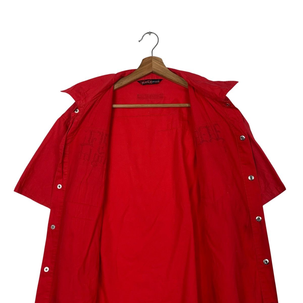 Japanese Brand SLASH NUMBER Red Short Sleeve Button Shirt #2075-C90 Size US L / EU 52-54 / 3 - 13 Thumbnail