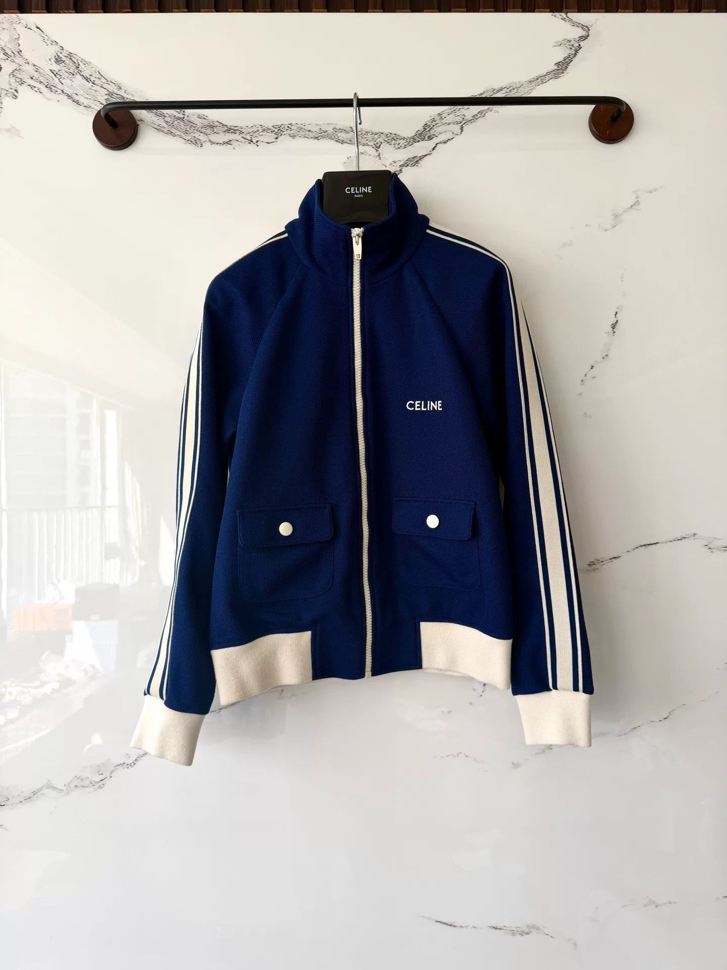 Celine Celine Blue Embroidered Logo Jacket Size US S / EU 44-46 / 1 - 1 Thumbnail