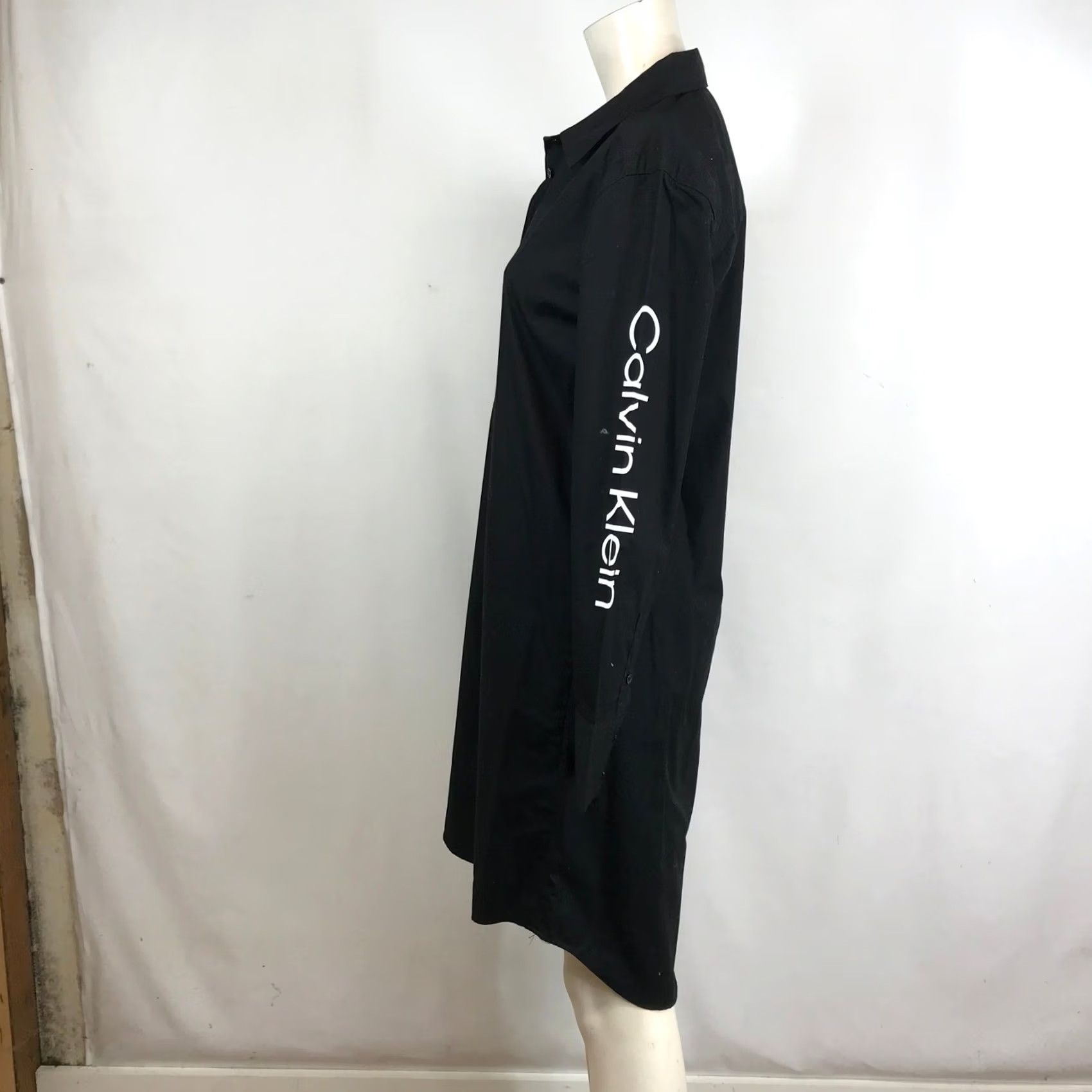 Calvin Klein Calvin Klein Womens Black Long Sleeve Logo Graphic Shirt Dress CD2G1Q2V Small Size S / US 4 / IT 40 - 6 Thumbnail