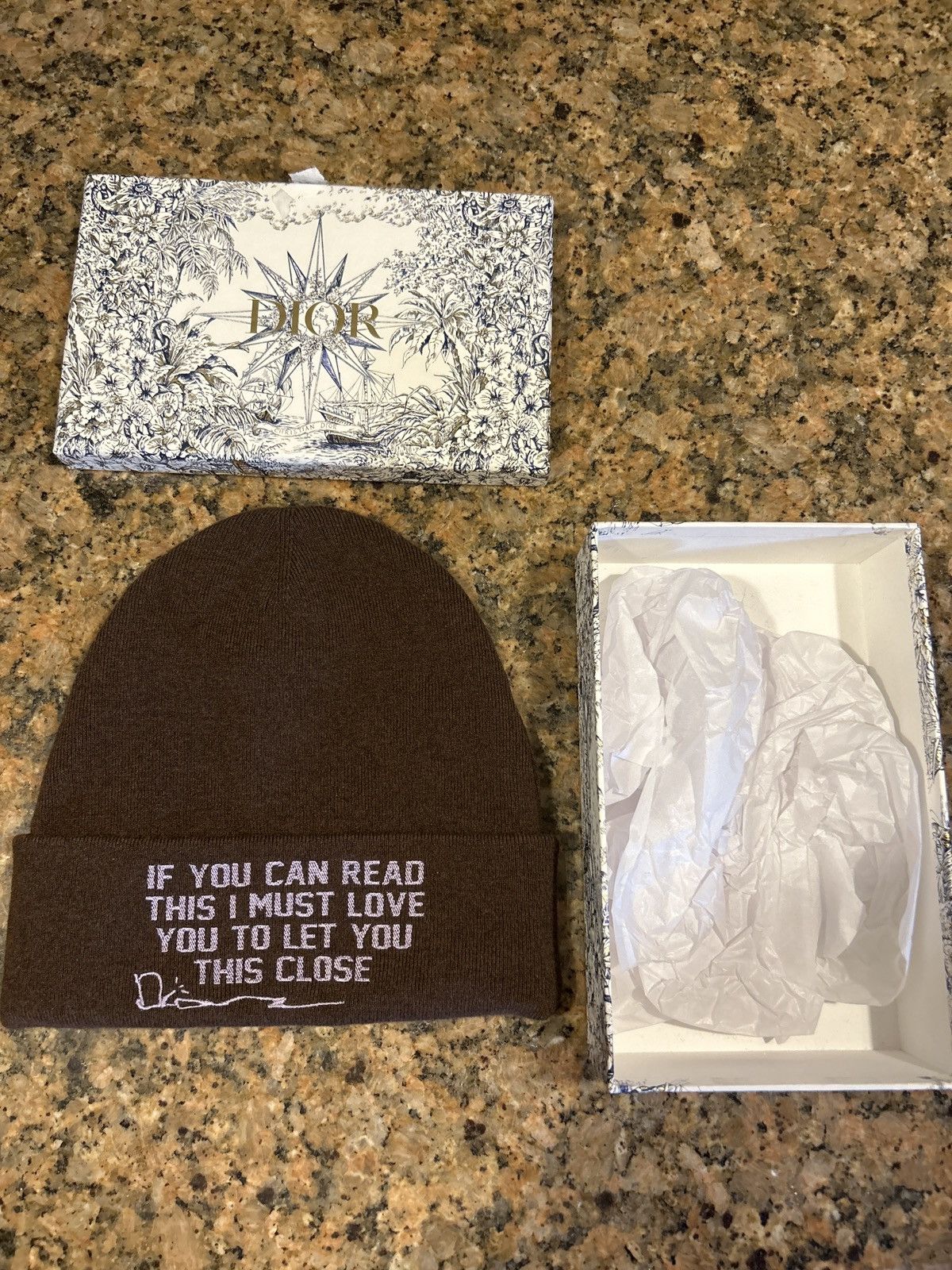 image of Dior Cactus Jack Cashmere Knit Beanie in Brown, Men's