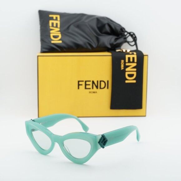 Fendi Fendi FE40146I 95N Sunglasses Shiny Green Cat Eye Frame Size ONE SIZE - 10 Thumbnail