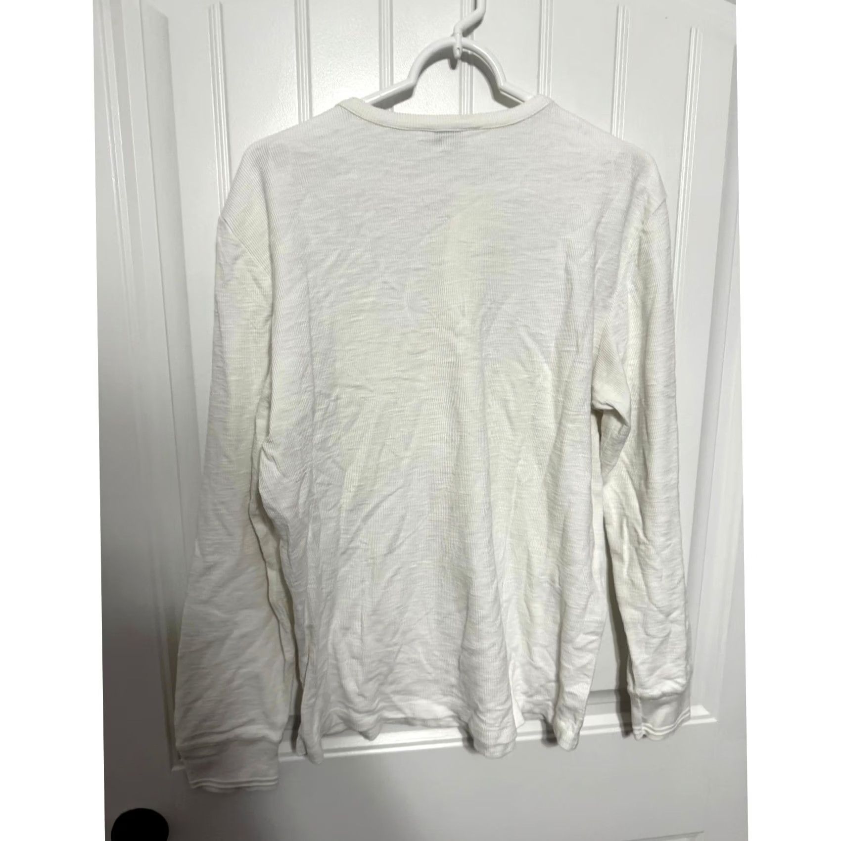 Club Monaco Henley Mens Large White Long Sleeve Cotton Slub Euc, Men's — image 3 of 5