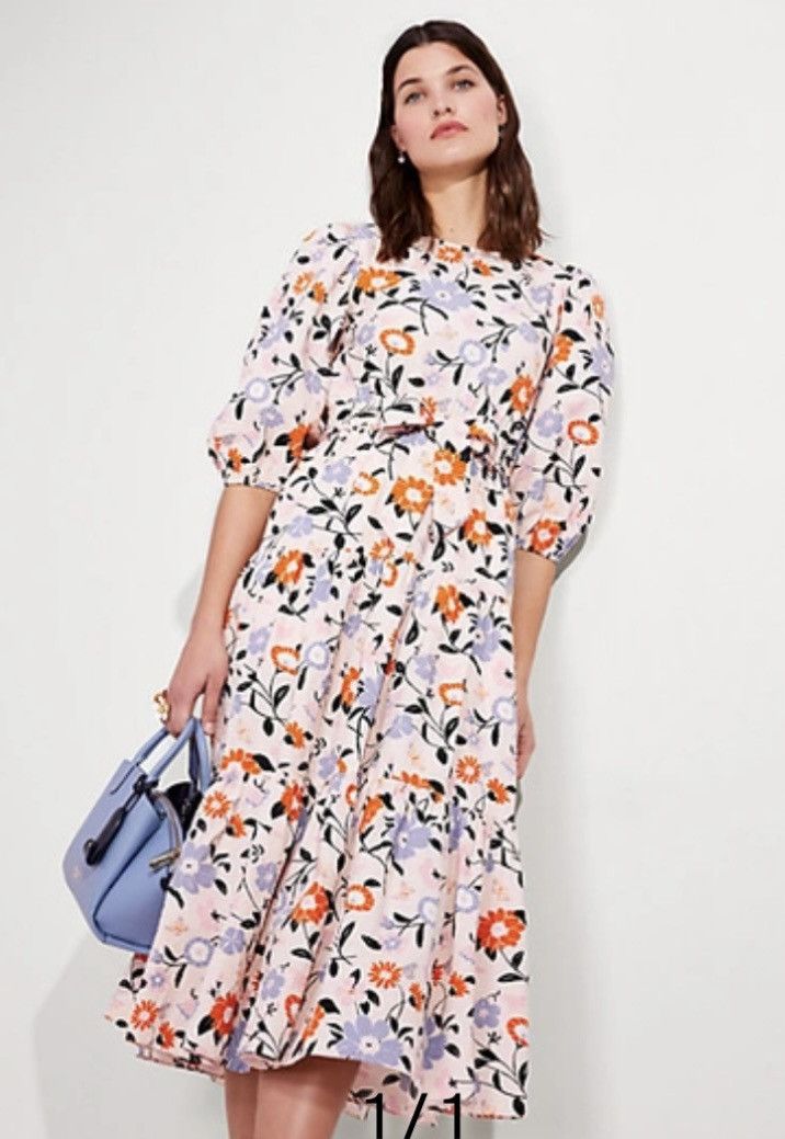 Kate Spade Kate Spade Summer Floral Garden Fit Flare Tiered Dress S NWT Size S / US 4 / IT 40 - 1 Thumbnail