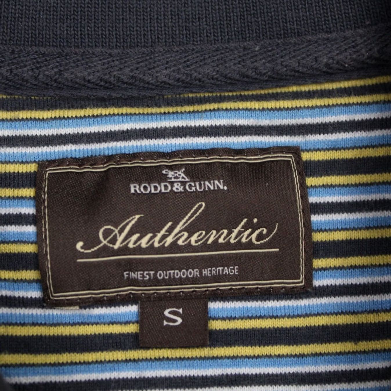 Rodd & Gunn Rodd & Gunn Polo Shirt Mens Small Blue/Yellow/Brown Striped Cotton S/S Pullover Size US S / EU 44-46 / 1 - 6 Thumbnail