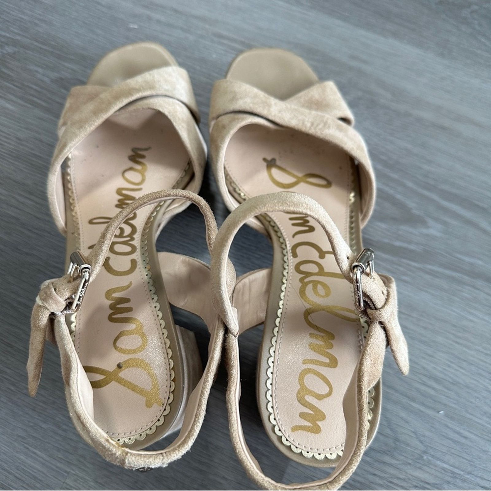Sam Edelman Sam Edelman Leather Suede Beige Cream Strappy Block Heels 9 Size US 9 / IT 39 - 7 Thumbnail