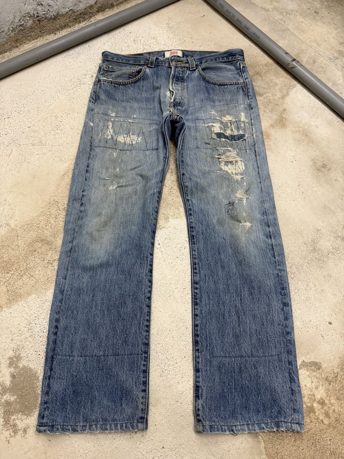 Levi's Vintage Levis 501 Repaired ZipFly Distressed Denim Pants Size US 31 - 1 Thumbnail