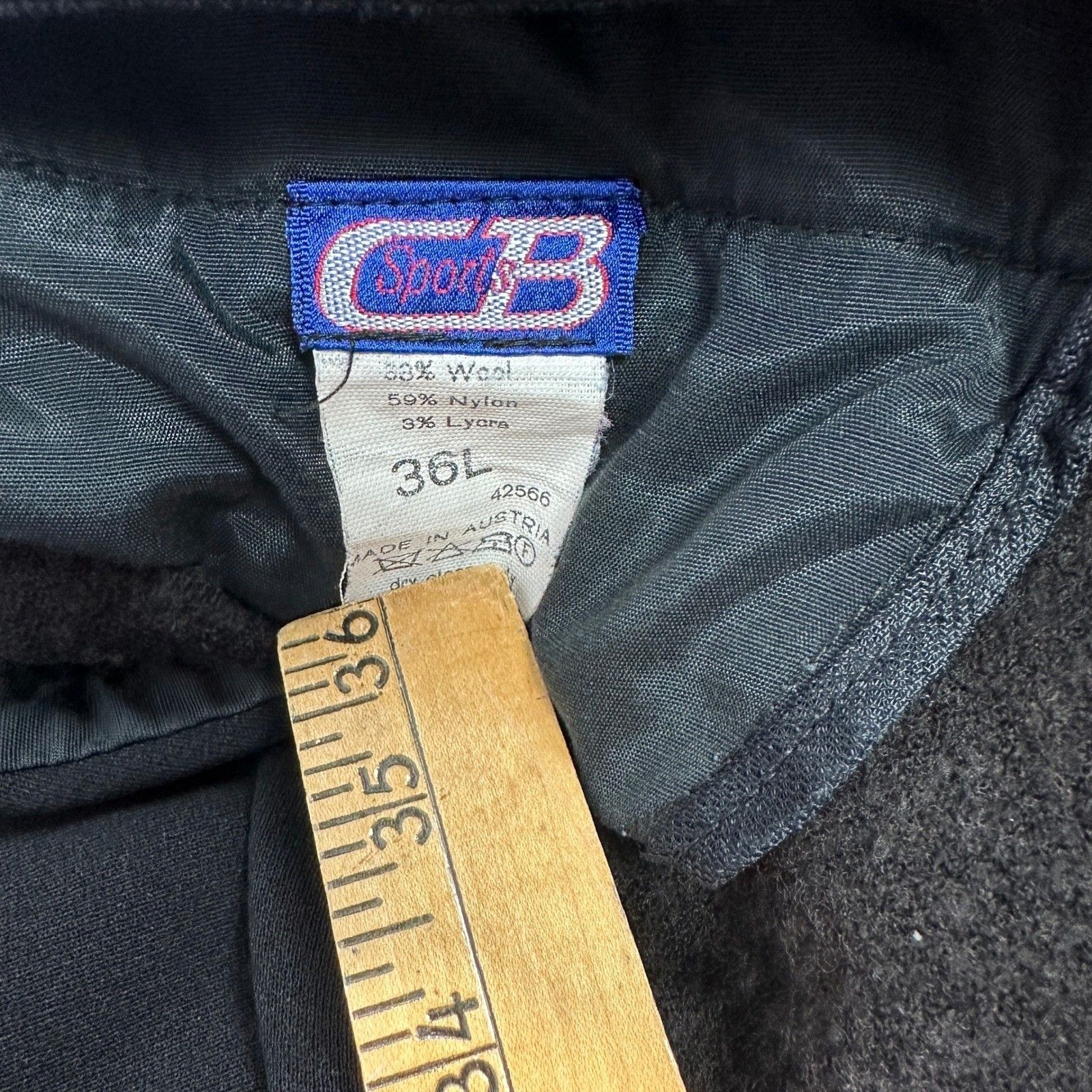 CB Sports CB Sports Women's 36L Ski Pants Black Wool Blend Blue Piping Size 36" / US 14 / IT 50 - 2 Thumbnail
