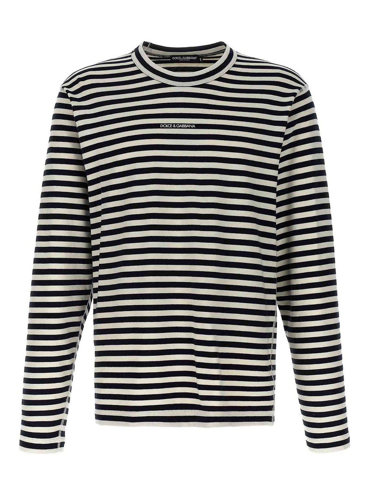 Dolce & Gabbana o1s22i1n0924 Long Sleeve T-Shirt in White Black Size US S / EU 44-46 / 1 - 1 Thumbnail