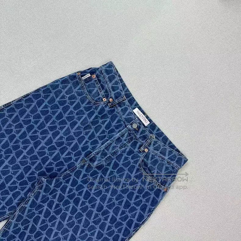 Valentino Valentino Full of logo denim wide-leg pants Size US 31 - 3 Thumbnail
