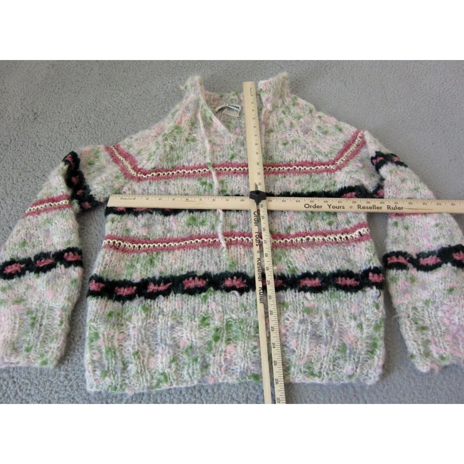 Vintage VINTAGE Pom Pom Sweater Womens M Ivory Open Knit 90s Pullover Knit Wool Acrylic Italy Size M / US 6-8 / IT 42-44 - 6 Thumbnail