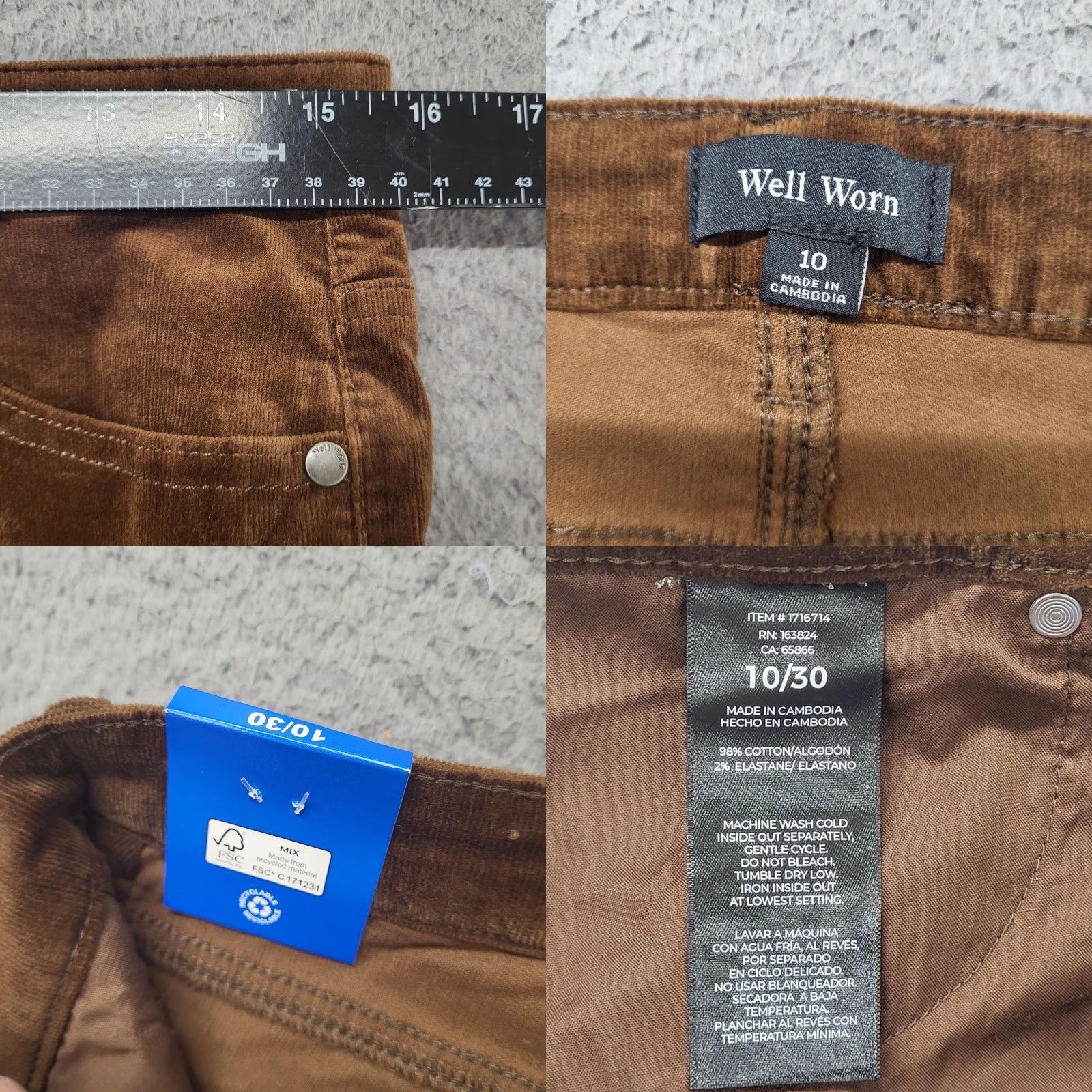 Vintage Well Worn Pants Women’s 10/30 Brown Corduroy High Rise Jeans Shirt? Size 32" / US 10 / IT 46 - 8 Thumbnail