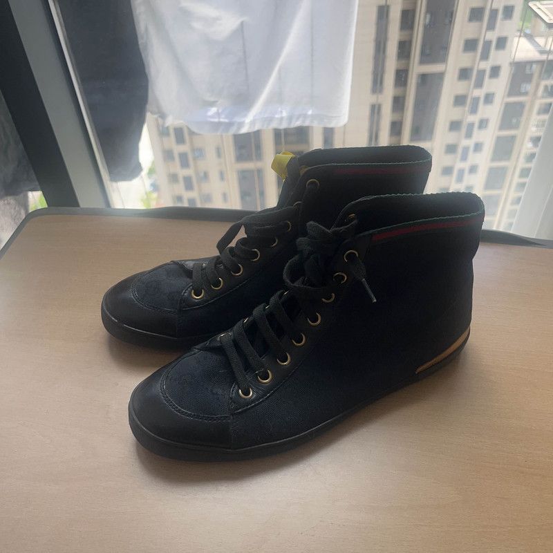 Gucci Gucci High-Top Fashion Sneakers in Black 0079 Size US 5.5 / EU 38 - 1 Thumbnail