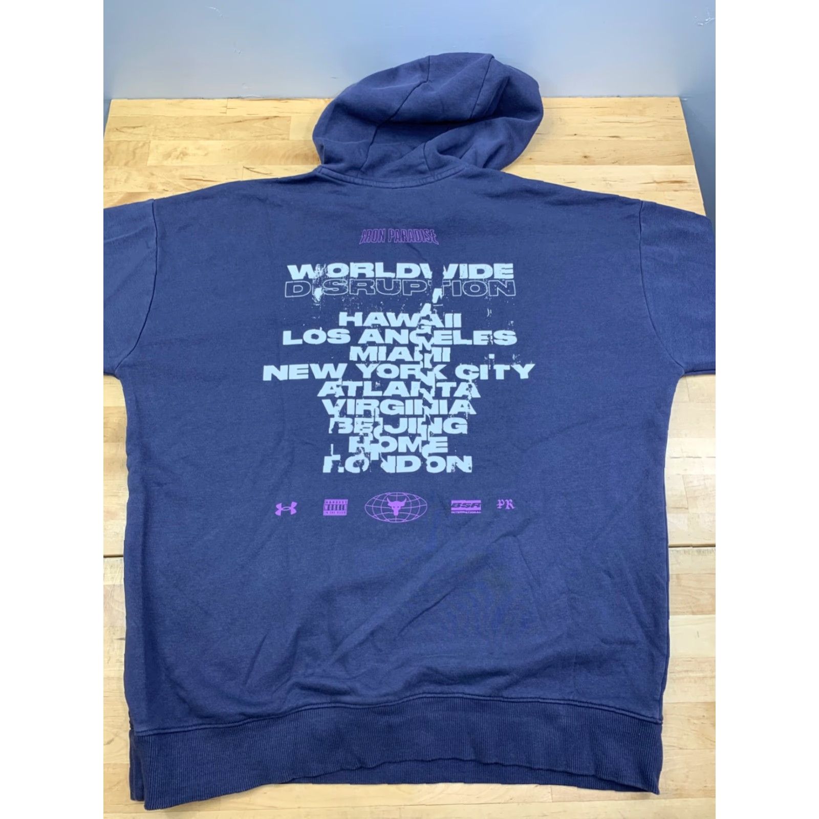 Under Armour Under Armour Hoodie Mens L Purple Graphic Print Hooded Pullover Disruption Worldwide Size US L / EU 52-54 / 3 - 7 Thumbnail