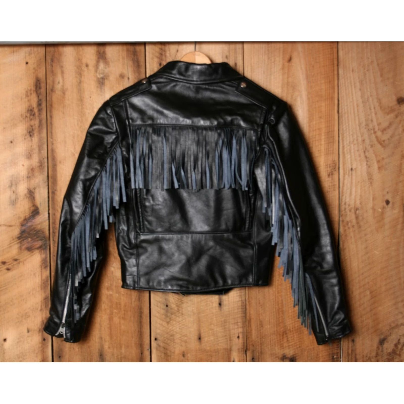 Brooks VINTAGE Brooks Black Leather Fringe Motorcycle Jacket Womens Sz. 34 Size XXS / US 00 / IT 34 - 6 Thumbnail