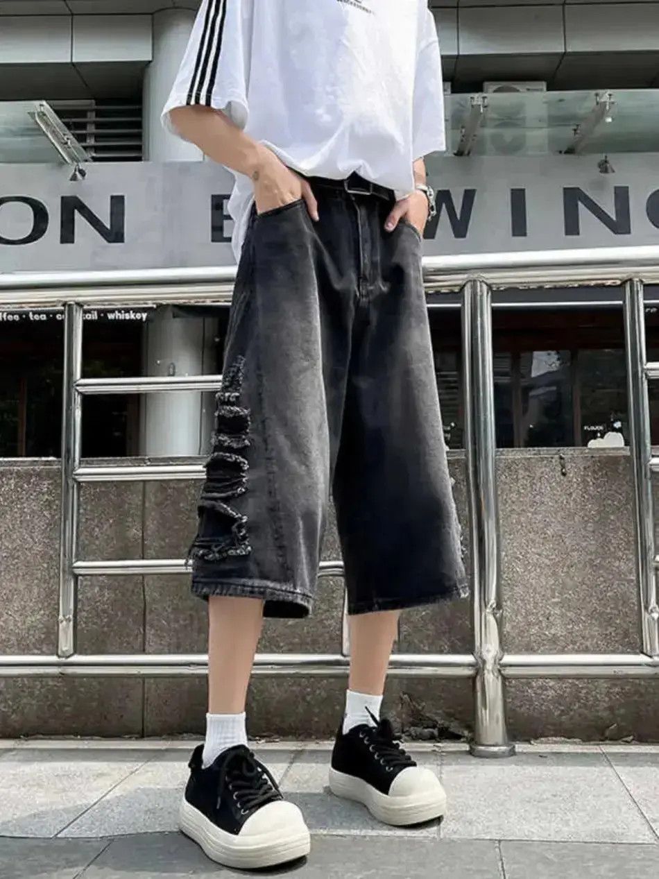Japanese Brand Retro cut wide leg straight leg denim shorts Size US 32 / EU 48 - 1 Thumbnail