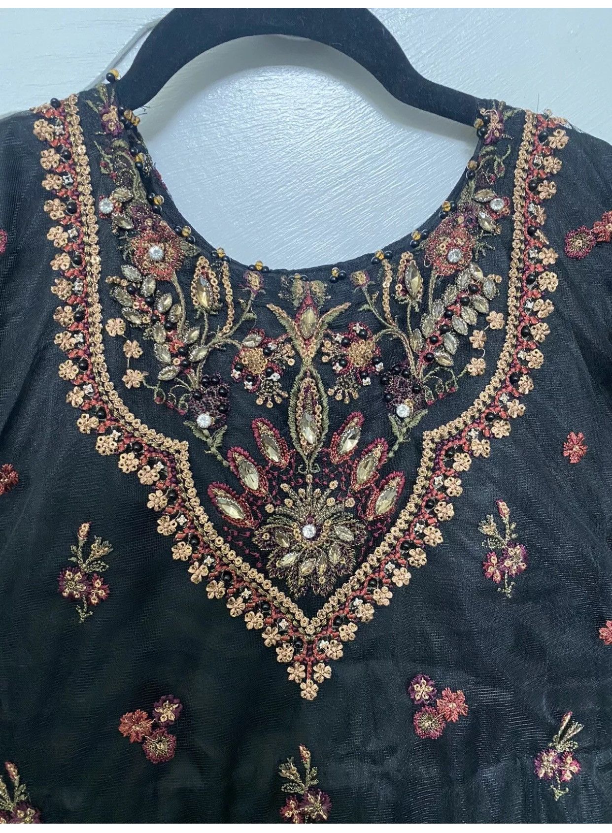 Other Party Wear Stiched Embroidered Black Net Eid Collection Size M / US 6-8 / IT 42-44 - 7 Thumbnail