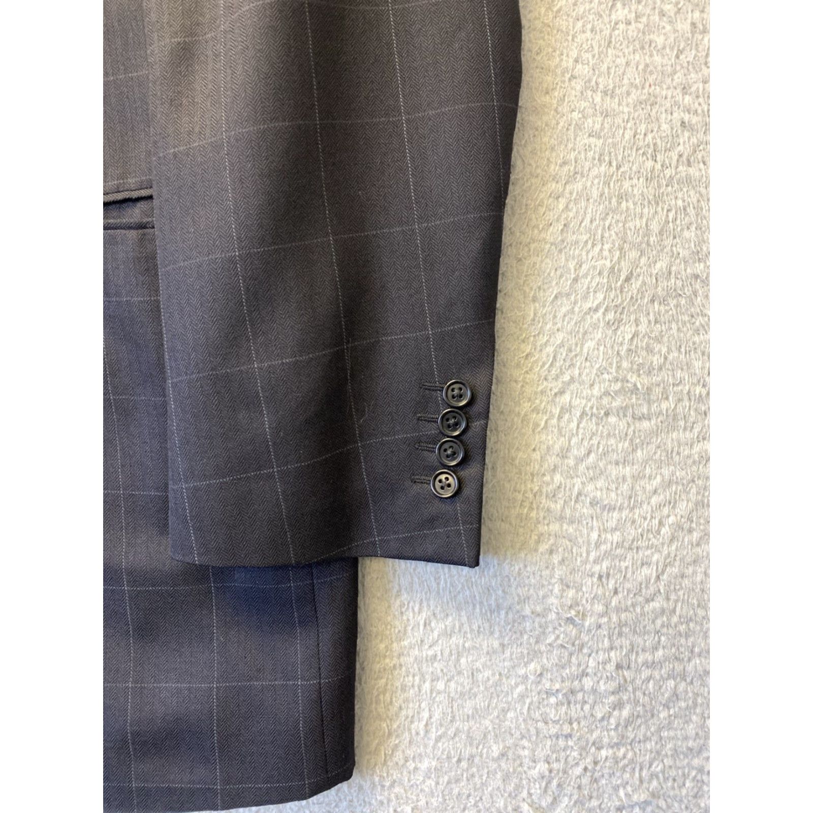 Canali VINTAGE Canali Men's Blazer Jacket Silk Blend 3-Button Black Windowpane Size 46 R Formal Italian Fashion Size 46R - 2 Thumbnail