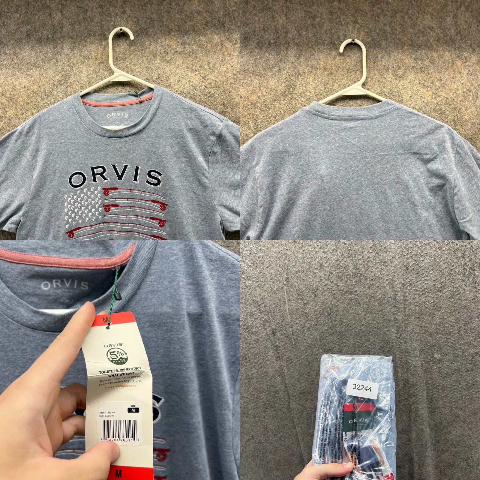 Orvis Orvis Shirt Mens Medium Blue Graphic Tee USA Flag Cotton Blend NEW Size US M / EU 48-50 / 2 - 8 Thumbnail