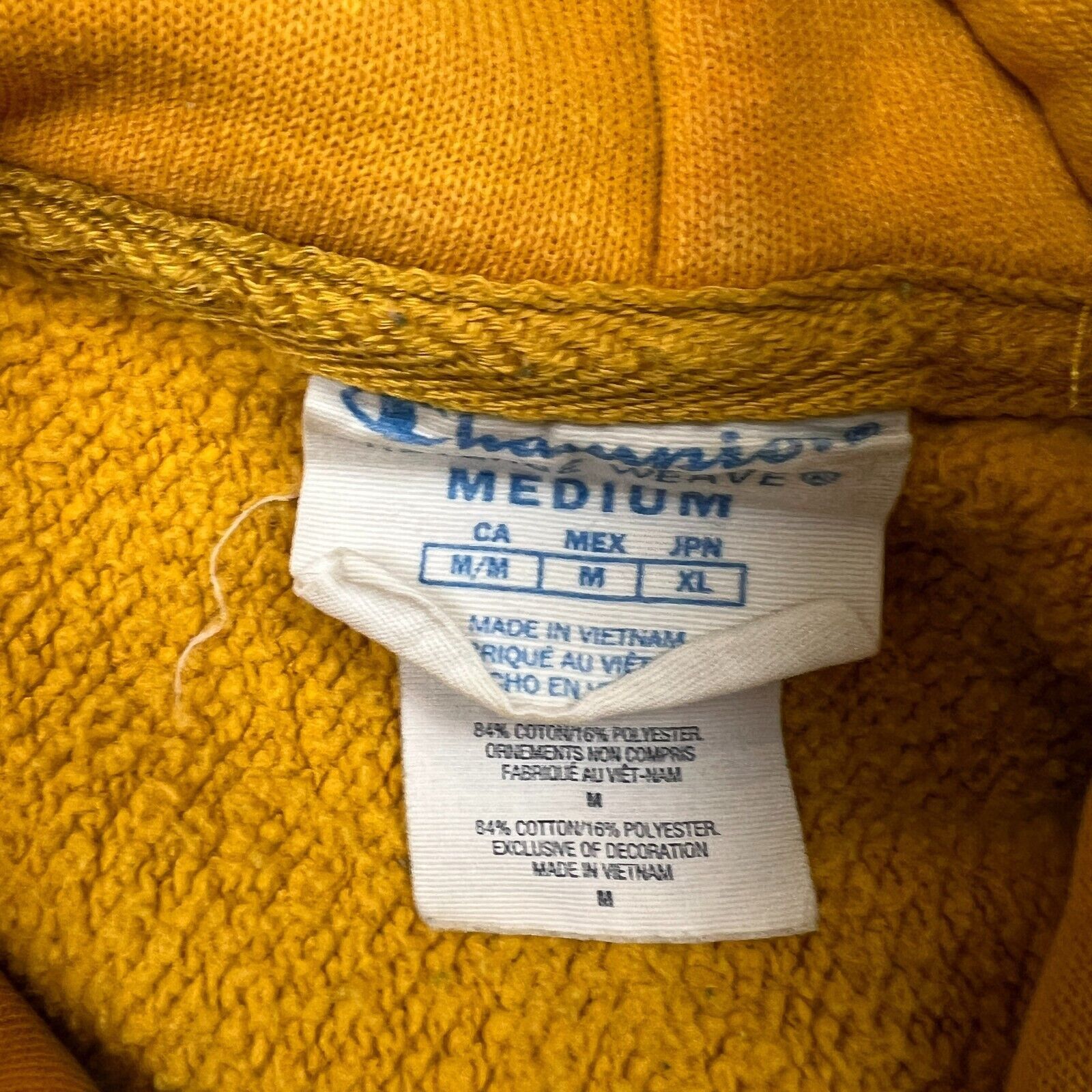 Champion × Vintage Champion Hoodie Medium Yellow Reverse Weave Script Hooded Size US M / EU 48-50 / 2 - 7 Thumbnail
