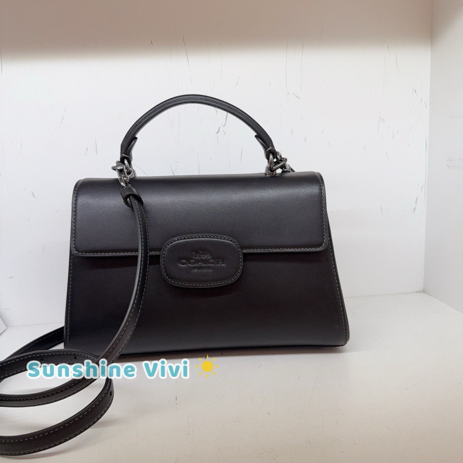 NWT Coach Eliza Top Handle Bag Leather CT852 Gunmetal/Black
