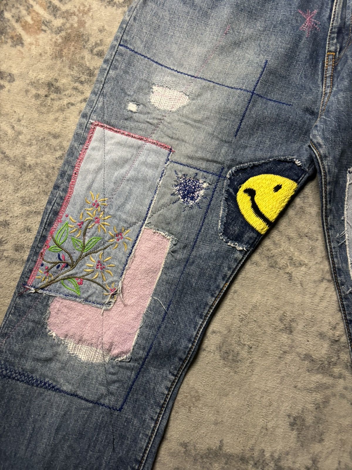 Kapital Kapital Kountry Gypsy Okabilly Patchwork Smiley Denim Size US 34 / EU 50 - 4 Thumbnail