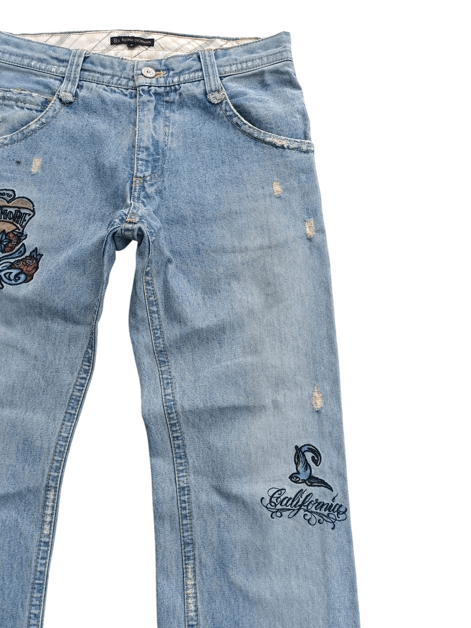 Japanese Brand × Vintage VTG FLARED Japanese Brand Distressed Embroidery Denim E222 Size US 31 - 12 Thumbnail