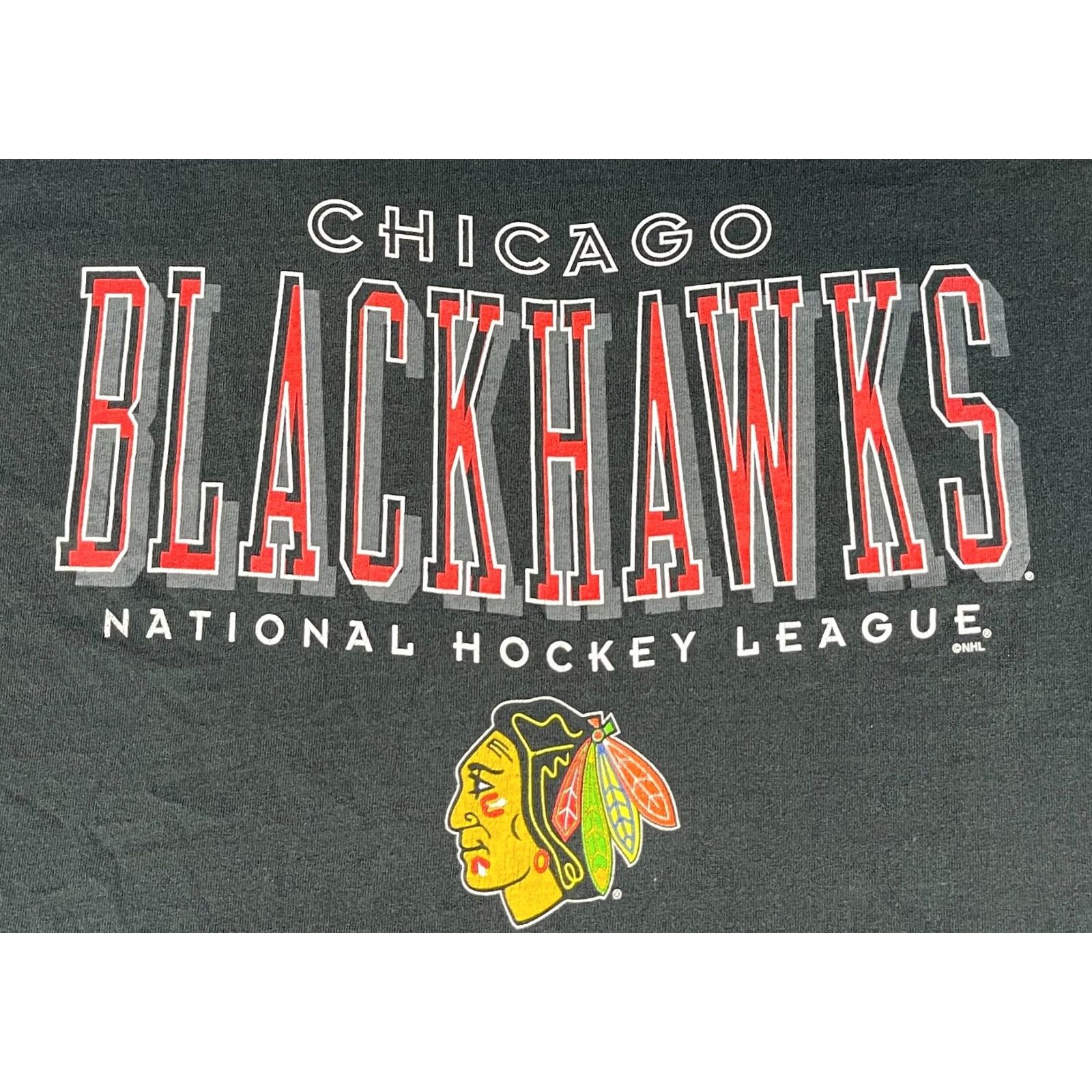 NHL VINTAGE Men’s 90s Chicago Blackhawks T-Shirt XL Black Logo Short Sleeve Crew Neck Size US XL / EU 56 / 4 - 3 Thumbnail