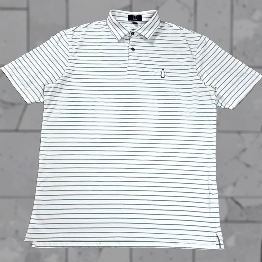Vintage Dunhill Polo Shirt Golf White Green Stripe M Adult Regular Short Sleeve Polo Shirt Mens Size US M / EU 48-50 / 2 - 1 Thumbnail