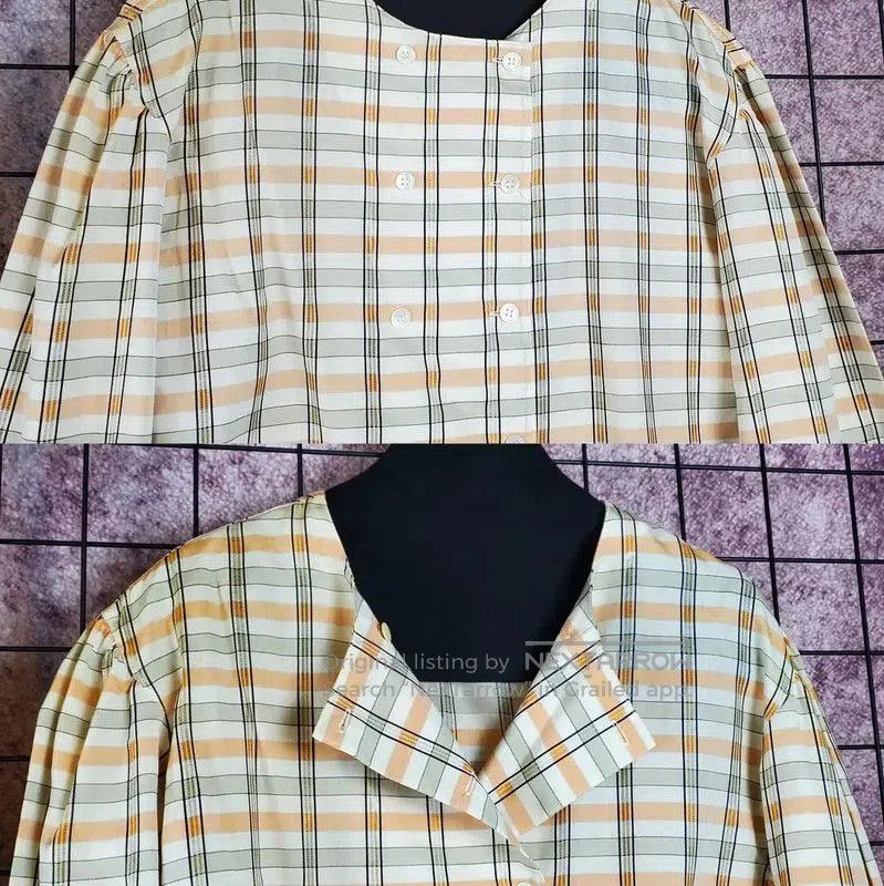 Dior Dior Women's Yellow Checkered Long Sleeve Cropped Shirt . Size S / US 4 / IT 40 - 3 Thumbnail