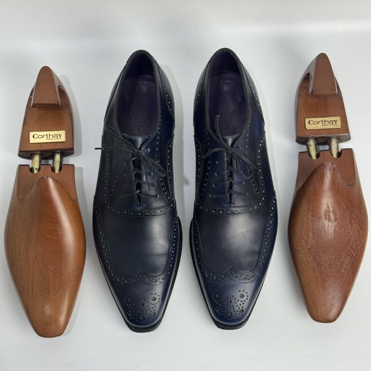 Corthay Corthay Bespoke Wingtip Oxford Navy Blue PatinaLeather Shoes Size US 10 / EU 43 - 3 Thumbnail