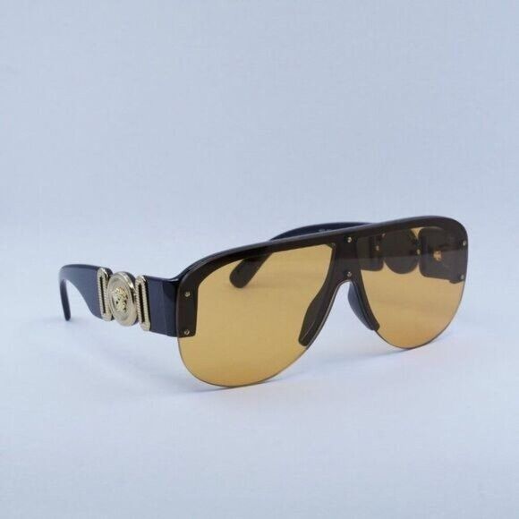 Versace Versace VE4391 GB1/7 Sunglasses Black Shield Frame, Orange Size ONE SIZE - 4 Thumbnail