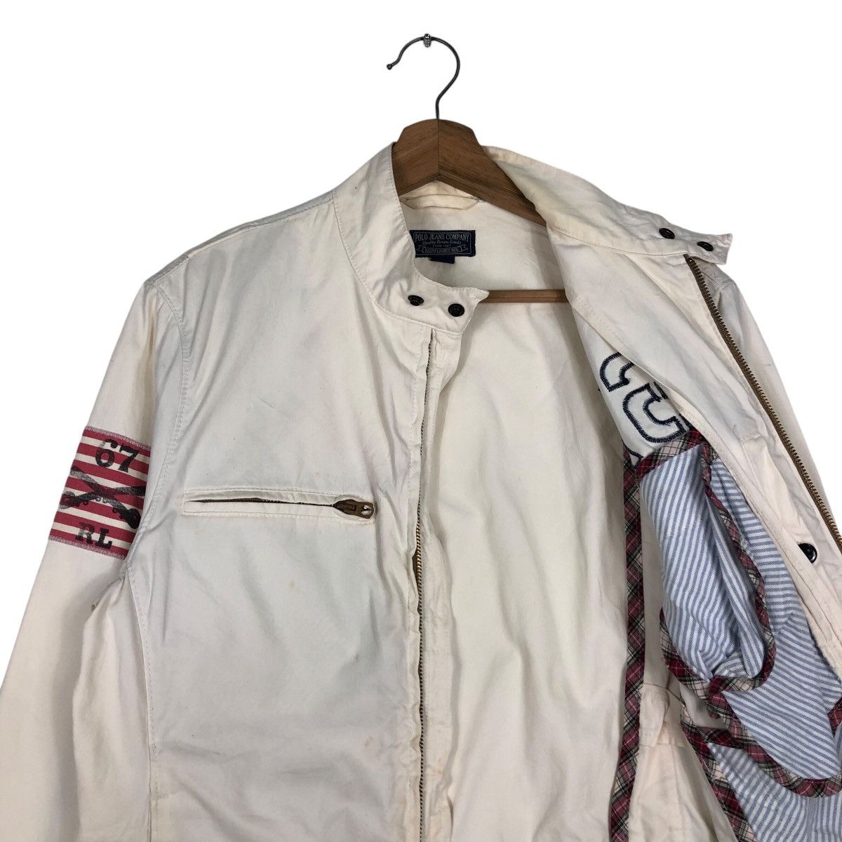 Polo Ralph Lauren Biker Jacket Zipper Ralph Lauren Mfg Polo Jeans Company Flag Size US M / EU 48-50 / 2 - 13 Thumbnail