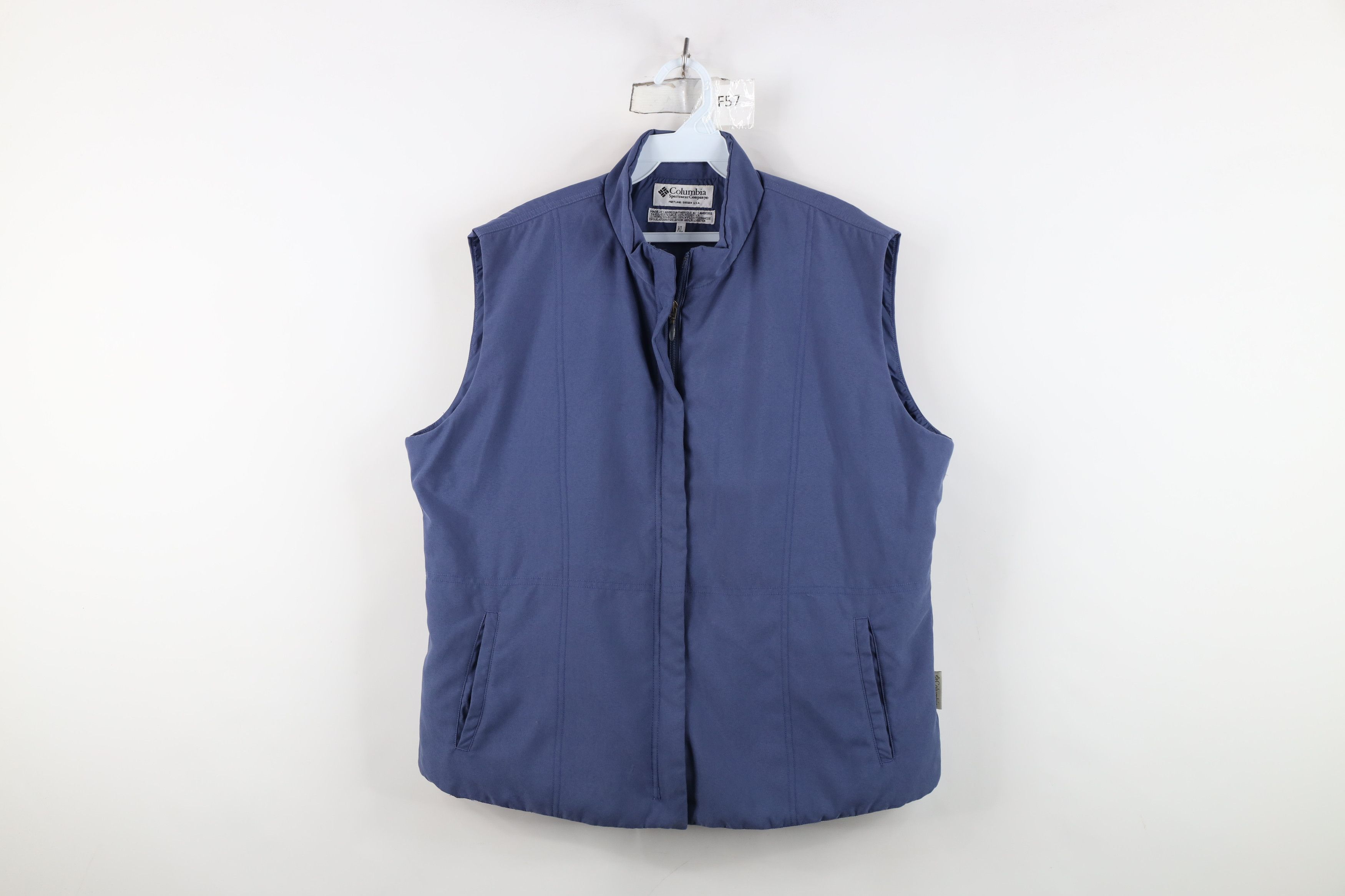 Columbia Vintage 90s Columbia Blank Microfiber Full Zip Vest Jacket Size XL / US 12-14 / IT 48-50 - 1 Thumbnail