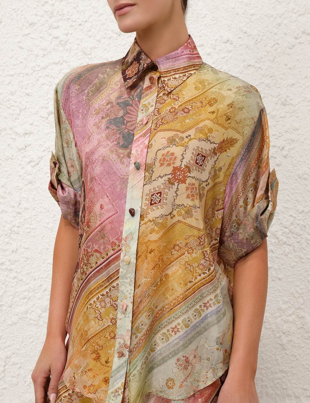 Zimmermann oc11z0226 Tallow Relaxed Shirt In Multicolor Size XS / US 0-2 / IT 36-38 - 5 Thumbnail