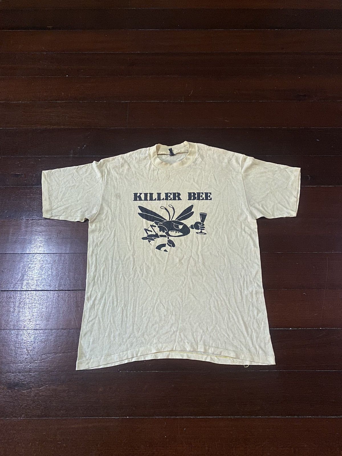 image of Band Tees x Vintage Fire Vintage 80's Fifty-Fifty Killer Bee in Light Yellow, Men's (Size XL)