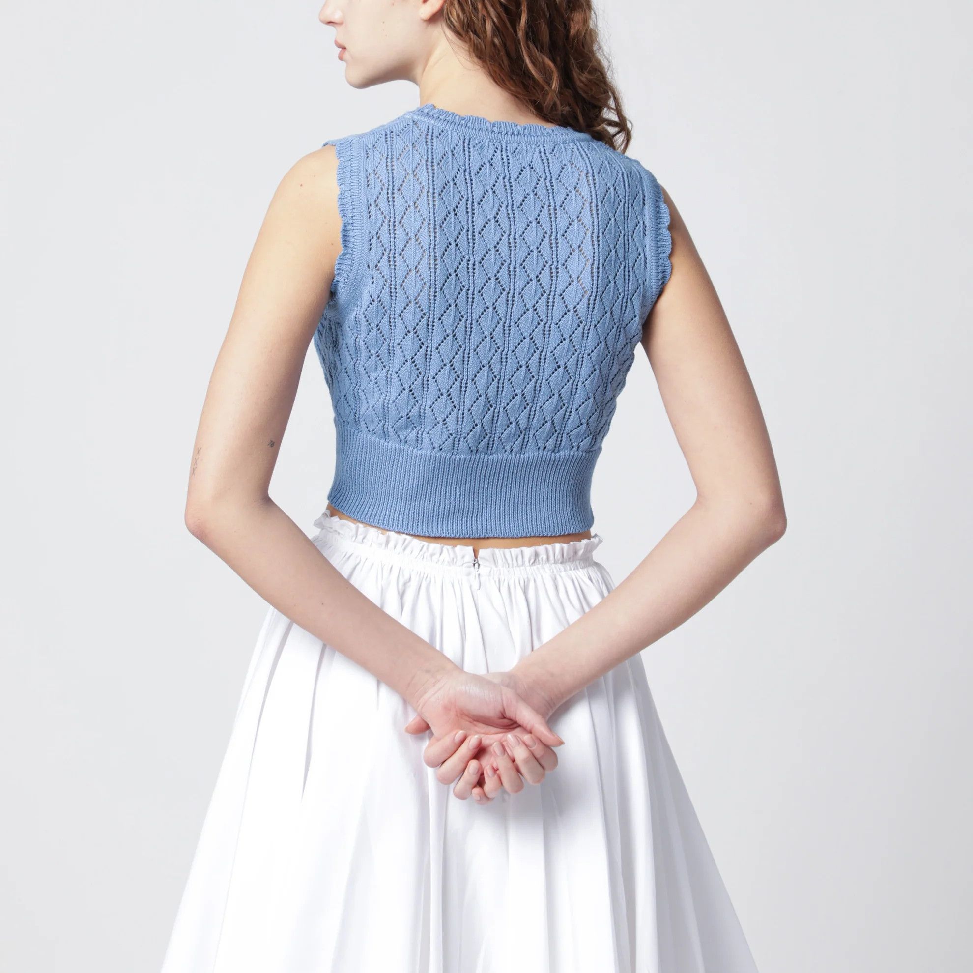 Vivienne Westwood o1d2blof0526 Crochet Top With Logo in Blue Size L / US 10 / IT 46 - 3 Thumbnail