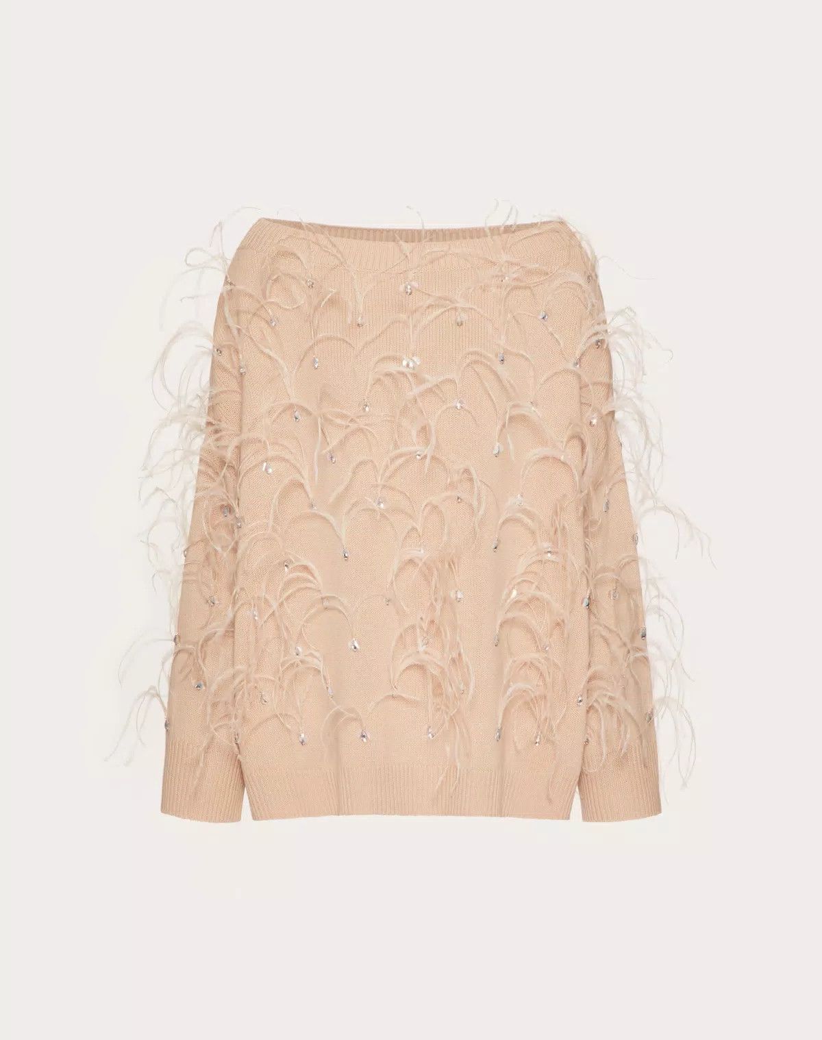 Valentino o1s1wg111125 Embroidered Wool Jumper Sweater in Poudre Size XL / US 12-14 / IT 48-50 - 1 Thumbnail