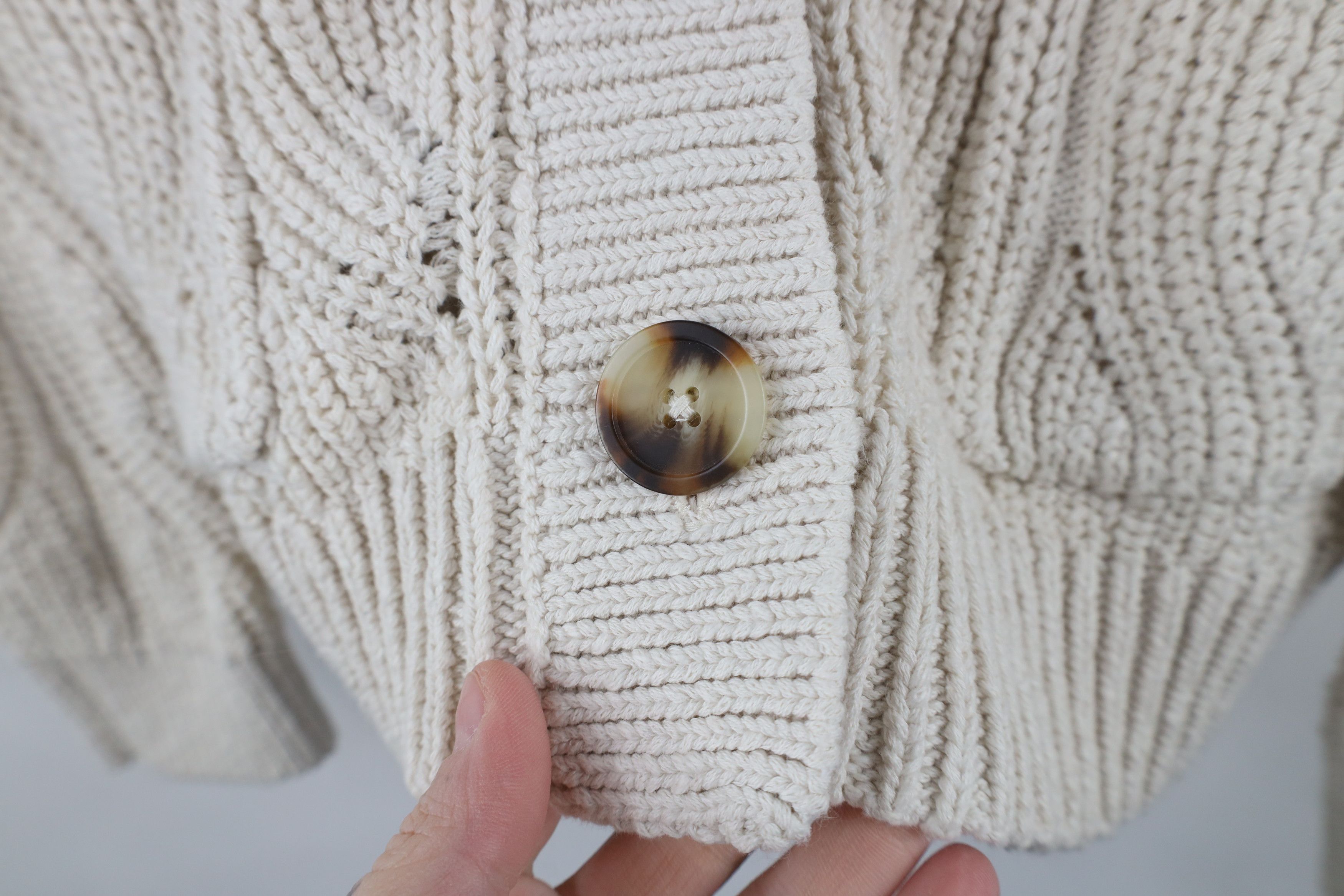 Madewell × Vintage Madewell Cotton Knit Hillview Cardigan Sweater Beige Size M / US 6-8 / IT 42-44 - 4 Thumbnail