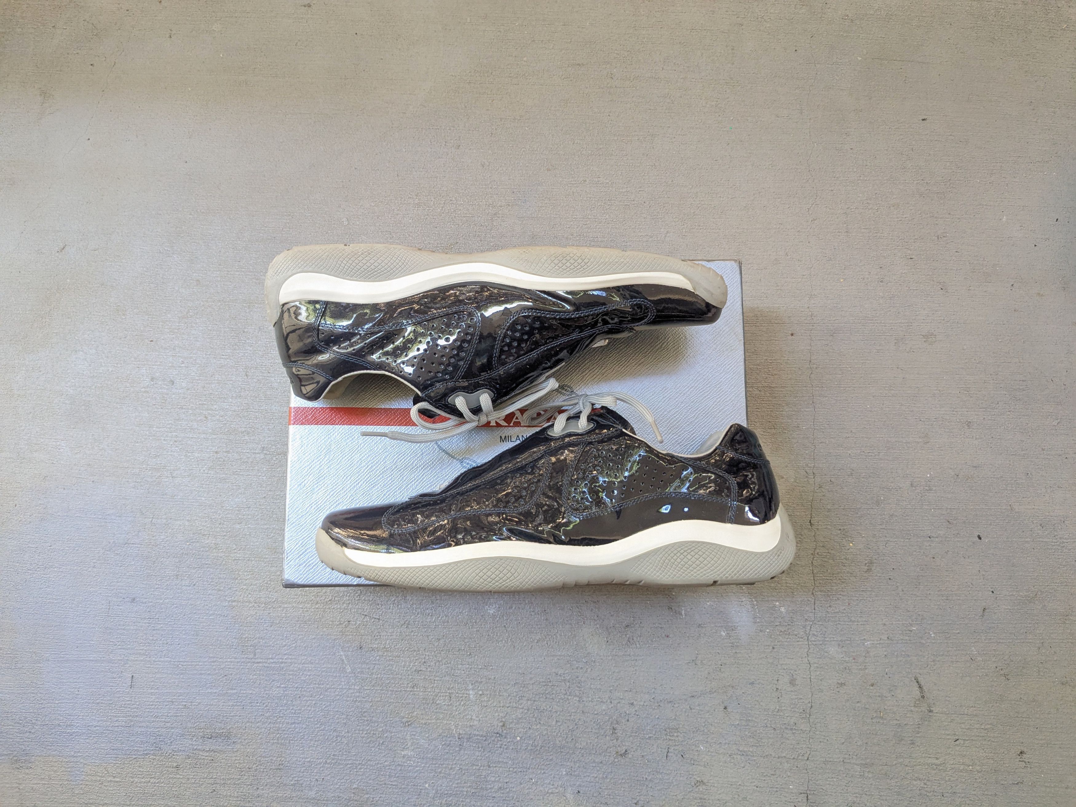 Prada Prada America's Cup Sneakers Navy Blue Patent Leather 12.5 Size US 12.5 / EU 45-46 - 1 Thumbnail