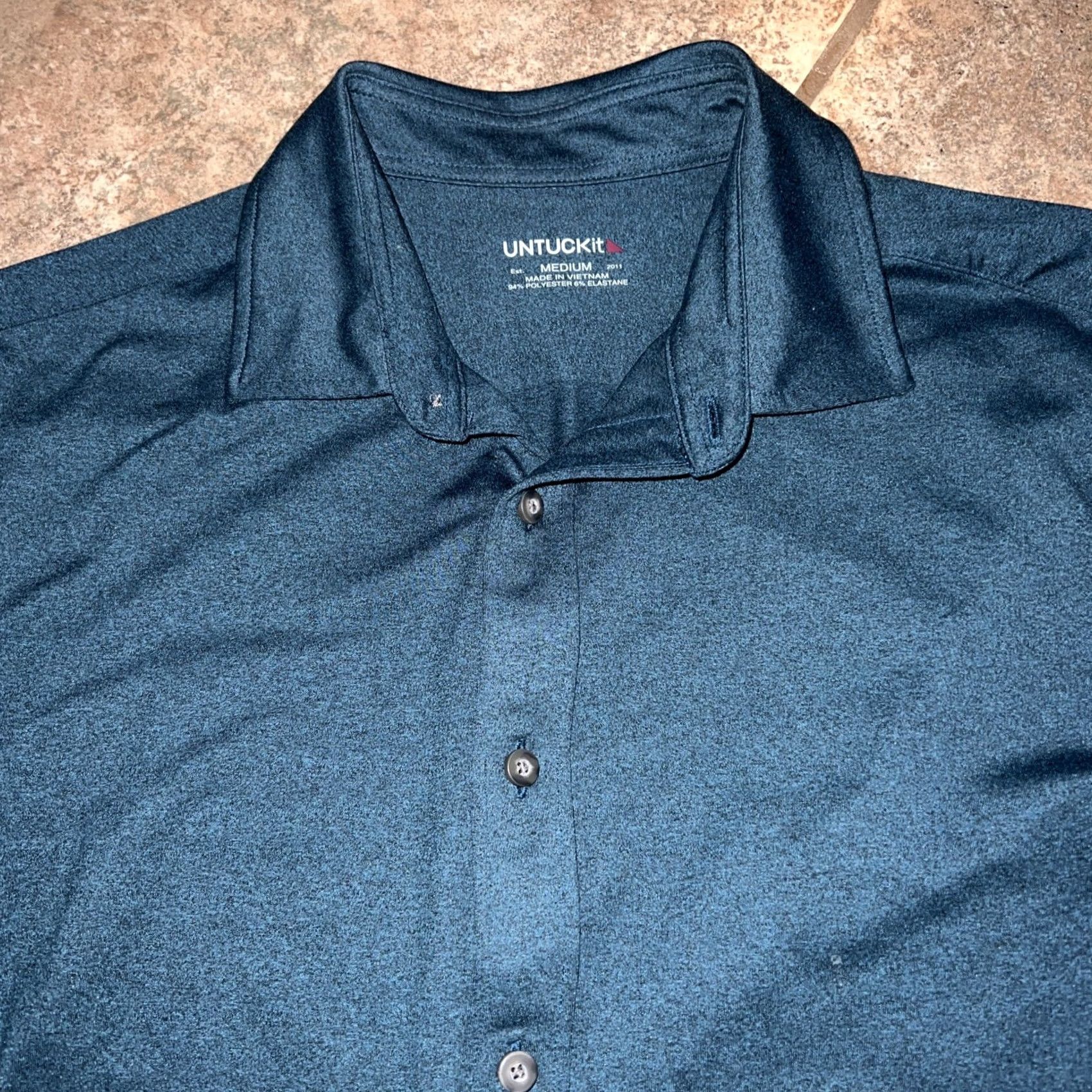 UNTUCKit Untuckit Blue Stretchy Polyester Button Up Shirt Mens M Size US M / EU 48-50 / 2 - 2 Thumbnail