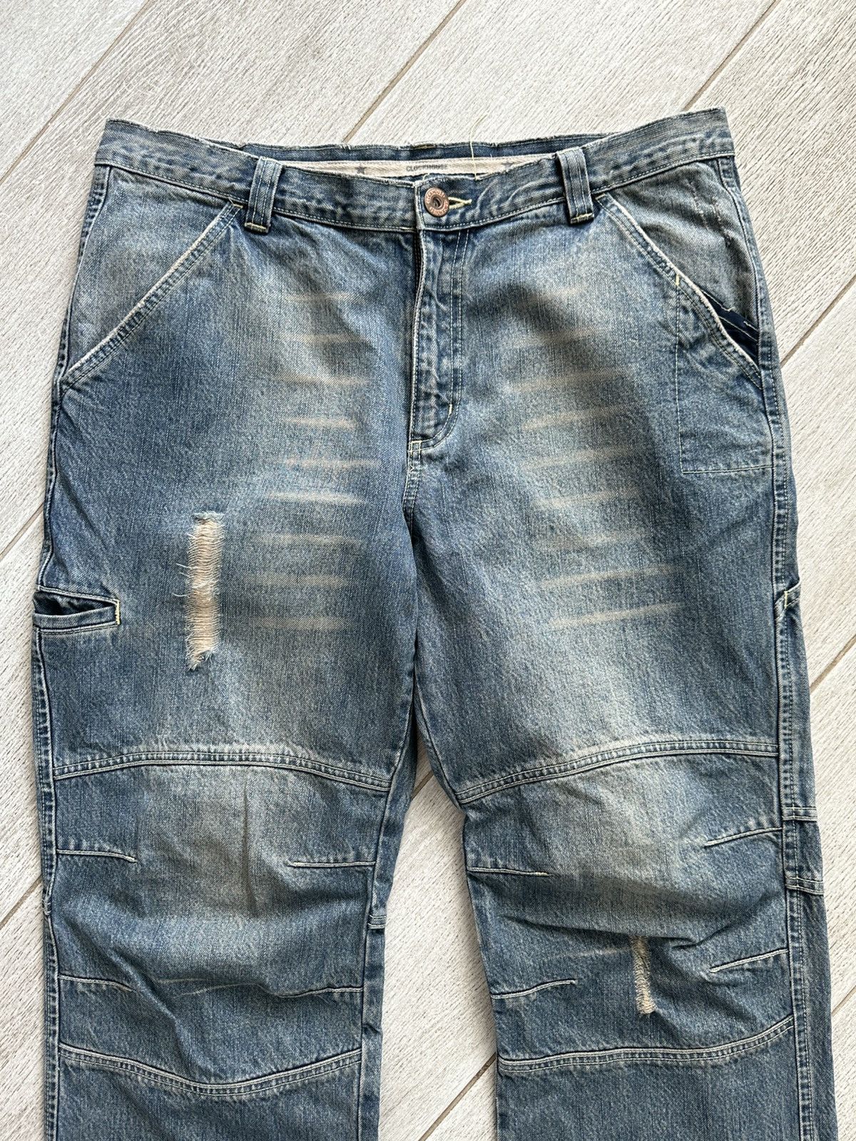 Other Vintage Y2K Clockhouse Mud Wash Denim Biker Jeans Baggy Fit Size US 36 / EU 52 - 2 Thumbnail