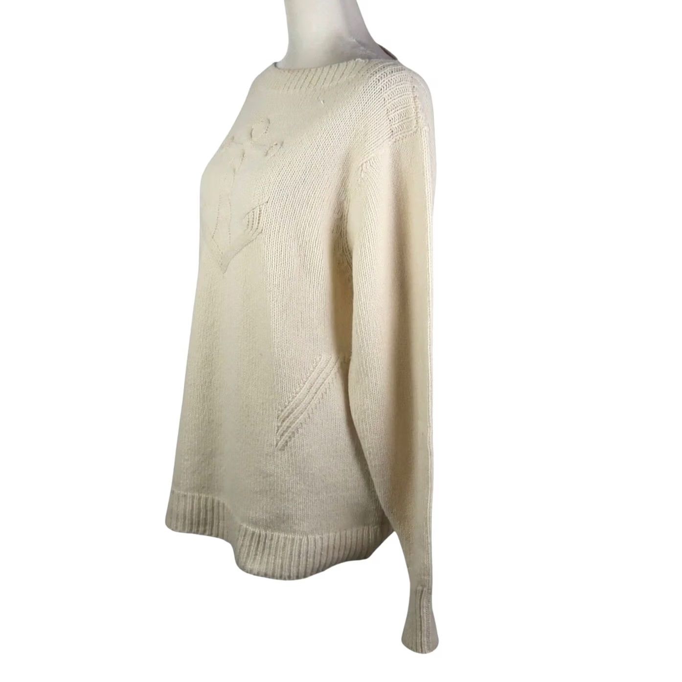 Vintage VINTAGE Fisherman Out Of Ireland Cream Wool Anchor Sweater Womens XL Pullover Knit Wool/Cashmere Navy Marine Nautical Mens? Size XL / US 12-14 / IT 48-50 - 3 Thumbnail