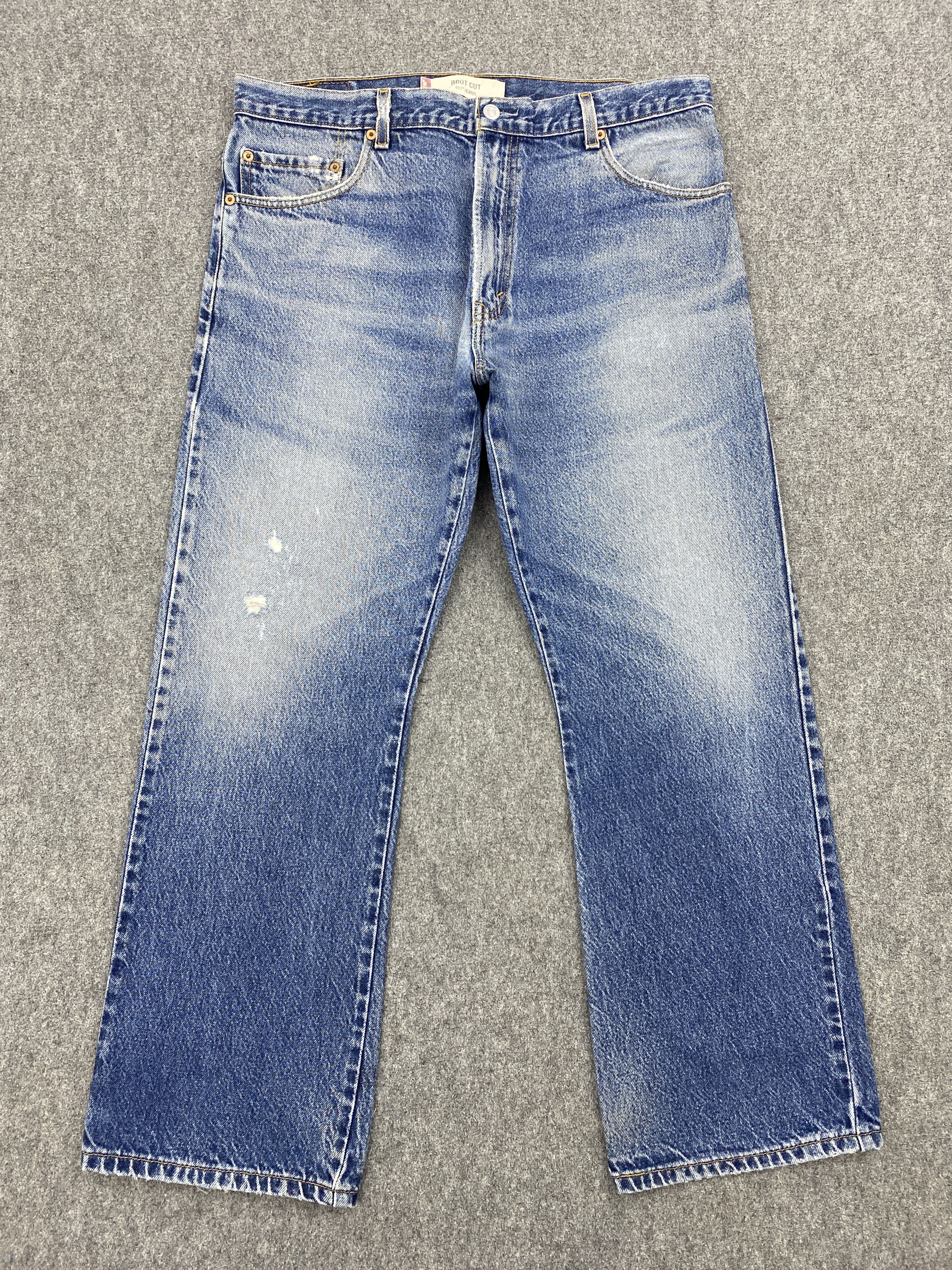 image of Faded Blue Vintage Levis 517 Flared Bootcut Denim in Blue Denim, Men's (Size 35)