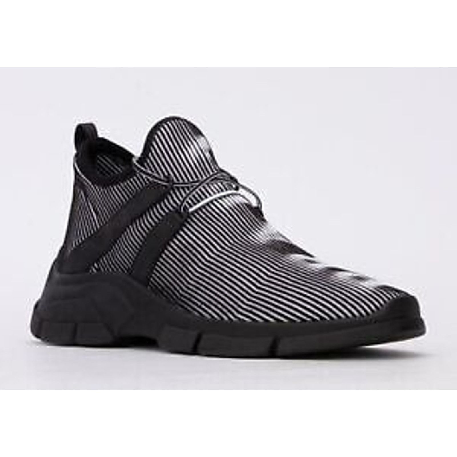 Prada Prada Logo Knit Row Sock Black White Low Flat Trainer Size US 10.5 / EU 43-44 - 4 Thumbnail