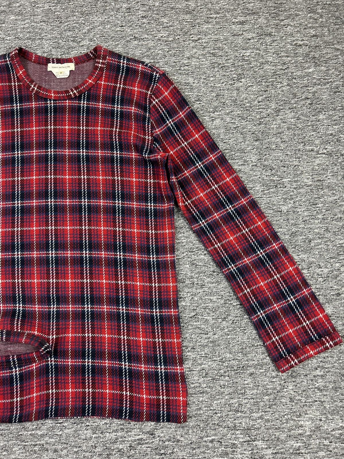 Comme des Garcons CDG – Deformed Knit Asymmetric Red Tartan Long Sleeve Top Size M / US 6-8 / IT 42-44 - 15 Thumbnail