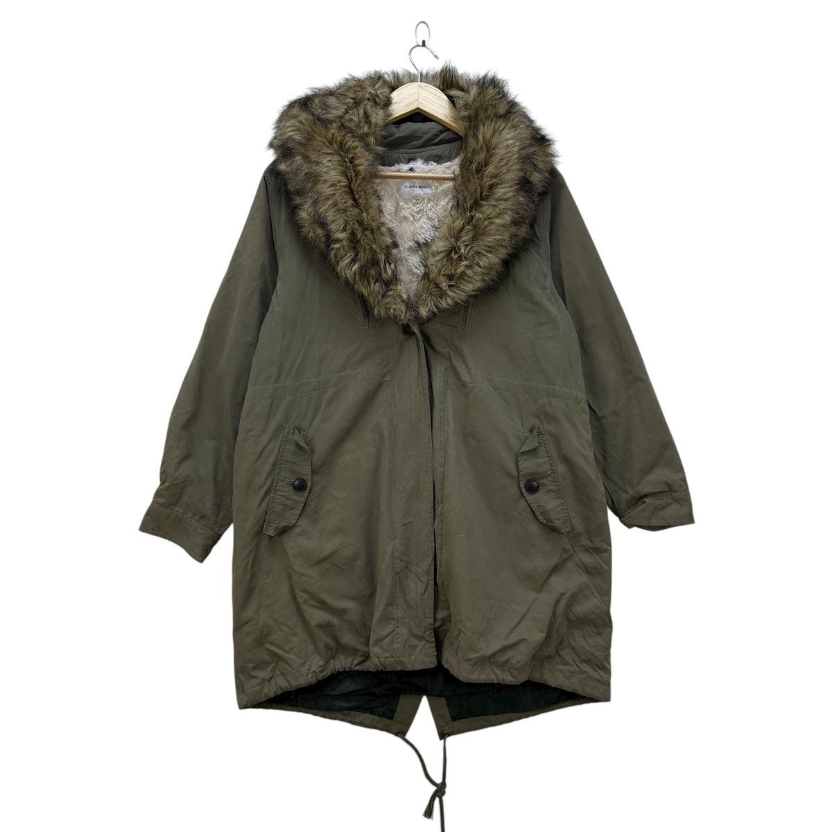 Japanese Brand 💥Japanese Brand Global Work Drape Faux Fur Parka Fistail Size M / US 6-8 / IT 42-44 - 1 Thumbnail