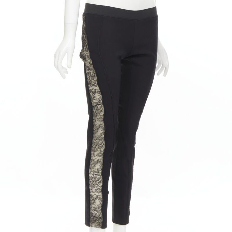 Stella McCartney STELLA MCCARTNEY black contour seam sheer lace side stretch legging pants IT38 S Size 26" / US 2 / IT 38 - 1 Thumbnail