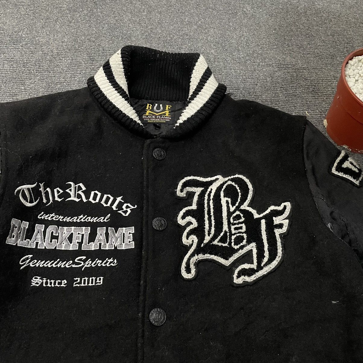 Affliction × If Six Was Nine × Japanese Brand Black Flame Embroidery Detailing Wool Varsity Jacket Size US M / EU 48-50 / 2 - 10 Thumbnail