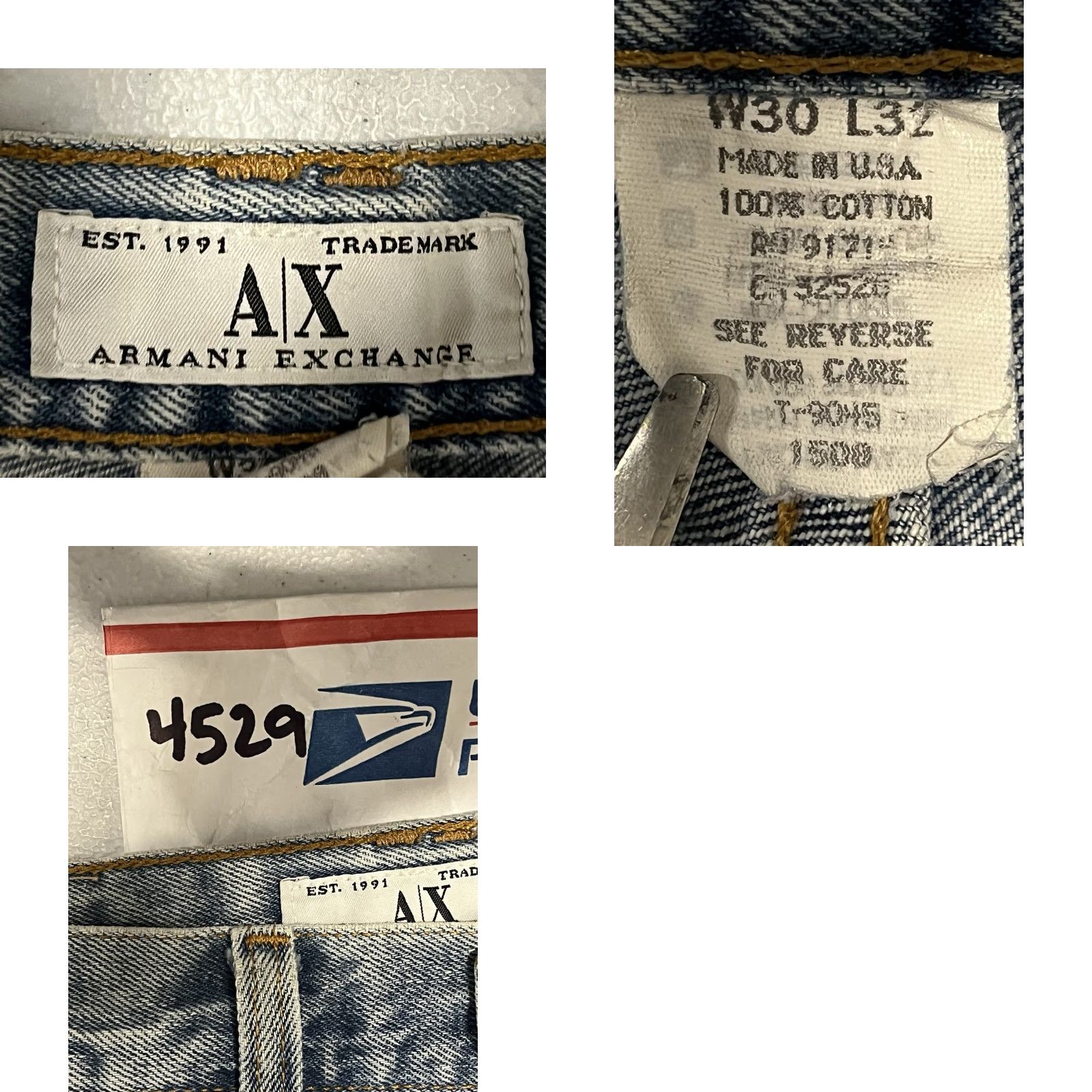 Armani Exchange VINTAGE Armani Exchange Mens Jeans 30 x 32 Denim Distressed 90s 5-Pocket Regular Blue Jeans Mens Size US 30 / EU 46 - 10 Thumbnail